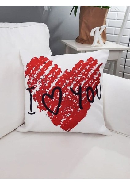 Sevgililer Günü Temalı Kırlent Kılıfı 43X43CM