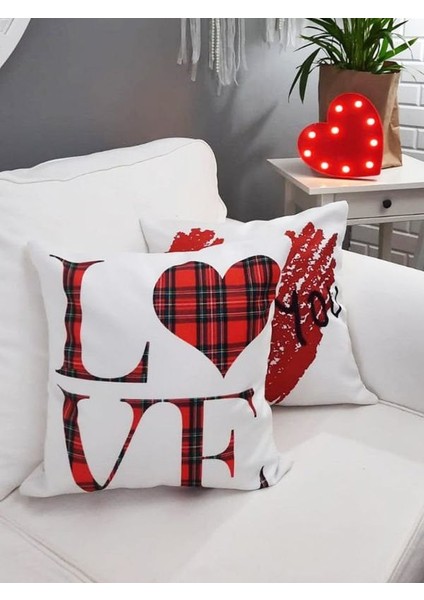 Sevgililer Günü Temalı Kırlent Kılıfı 2 Li Set