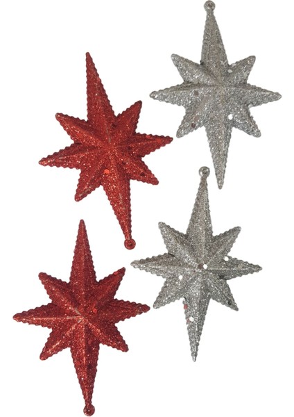 Yılbaşı Ağacı Süsü Polar Yıldız 12 cm 4lü Orc-Yıl-23843