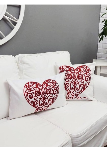 Sevgililer Günü Temalı Kırlent Kılıfı 2 Li Set