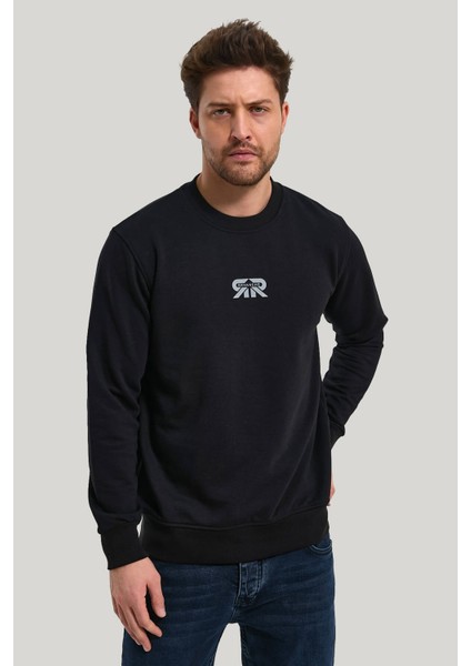 Bisiklet Yaka Siyah Regular Custom Sweatshirt 23FWM60143 indirimleri