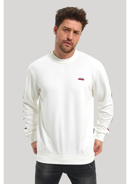 Bisiklet Yaka Ekru Slim Fit Sweatshirt 23FWM60145