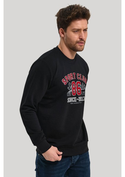 Bisiklet Yaka Siyah Slim Fit Sweatshirt 23FWM60159 modelleri