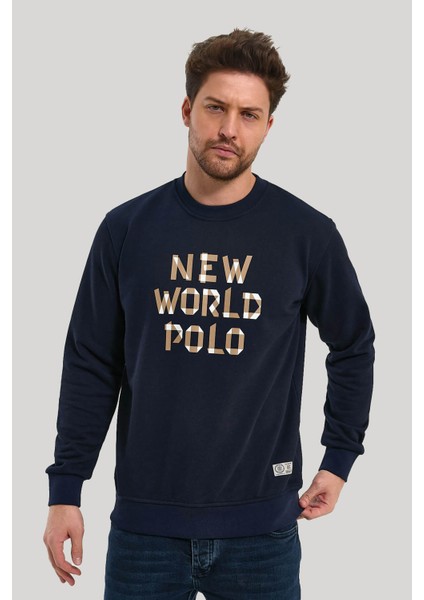 Bisiklet Yaka Lacivert Slim Fit Sweatshirt 23FWM60161 modelleri