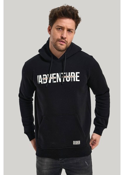 Kapüşonlu Siyah Slim Fit Hoodie 23FWM64047