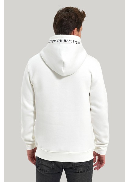 Kapüşonlu Ekru Slim Fit Hoodie 23FWM64051