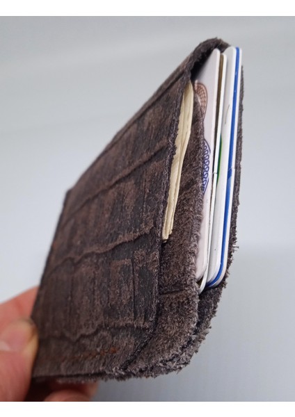 Hakiki Deri Tamamen El Emeği Minimalist Cüzdan Kartlık 9,5x7 cm 1101D