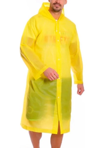 Kadın Erkek Yağmurluk Kapüşonlu Çıtçıtlı Eva Raincoat Sarı Yağmurluk