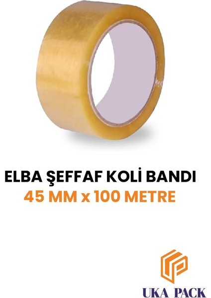 Uka Şeffaf Koli Bandı 45 mm x 100 Metre Yüksek Yapıştırma Kaliteli