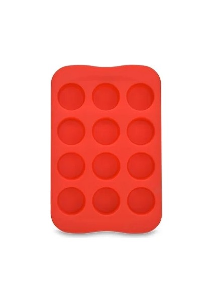 Yuvarlak Kırmızı Stil 12'lik Kalp Şeklinde Silikon Kalıp Buzluk, Çikolata Şekerleme Kalıbı, Istiflenebilir Dayanıklı ve Bulaşık Makinesinde Yıkanabilir, Rastgele Renk (Yurt Dışından)