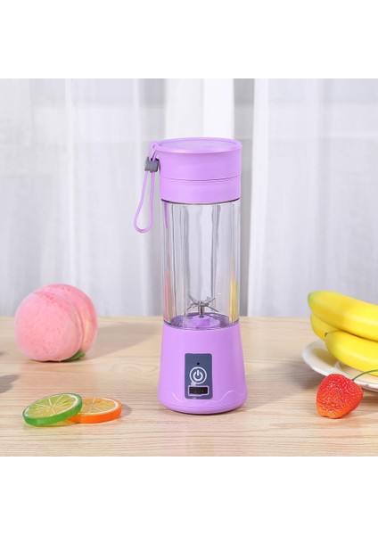 Mor Tarzı 6 Bıçak Bıçaklar 380ML USB Şarj Edilebilir Meyve Suyu Makinesi Blender Mikser Taşınabilir Meyve Sıkacağı Smoothie Maker Ev Limon Suyu Sıkacağı (Yurt Dışından)