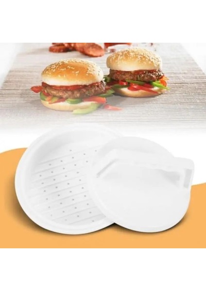 Beyaz Stil Et Basın Aracı Yuvarlak Şekil Hamburge Gıda Sınıfı Plastik Kalıp Kalıp Burger Patty Manuel Gıda Manuel Mutfak Robotları Mutfak Aracı (Yurt Dışından) indirimleri
