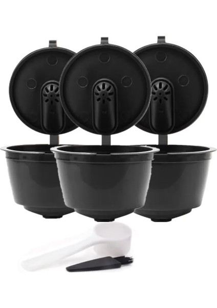 3 Adet Siyah Stil Nescafe Için Dolce Gusto Kahve Filtreleri Kapsül Pod Yeniden Doldurulabilir Dolci Gusto Kahve Çay Damlatıcı Bardak Sepetleri Kaşık Fırça (Yurt Dışından)
