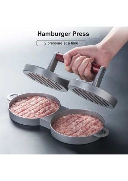 Gösteri Olarak Hamburger Makinesi Alüminyum Çift Burger Basın Yapışmaz Kek Börek Kalıp Barbekü Izgara Aksesuarları Için Patty Maker Kalıp Mutfak Gereçleri (Yurt Dışından)