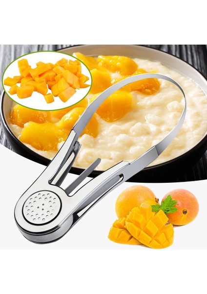 1 Adet Mango Dilimleyici, Meyve Kesici, Soyucu, Paslanmaz Çelik Mutfak Gereçleri Aksesuarları, Meyve Soyma ve Küp Küp Doğrama Artefaktı (Yurt Dışından)