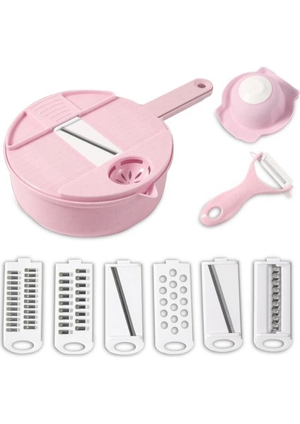 Pembe 7'si 1 Arada Stil Sebze Kesici Meyve Dilimleyici Rende Kesici Soyucu Çok Fonksiyonlu Patates Soyucu Havuç Rendesi Tahliye Sepeti Mutfak Aracı (Yurt Dışından)