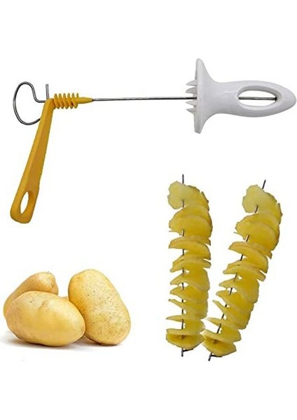 Açık Sarı Stil 3 Dize Döndür Patates Dilimleme Paslanmaz Çelik + Plastik Bükülmüş Patates Dilim Kesici Spiral Dıy Manuel Yaratıcı Mutfak Aletleri (Yurt Dışından) modelleri