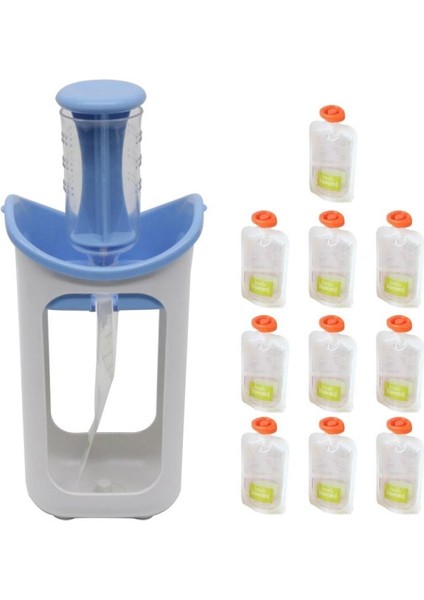 Mavi Stil Çocuk Püresi Sıkacağı Ev Meyve Suyu Dağıtıcı Manuel Bebek Maması Takviyesi Saklama Çantası Konteyner Manuel Sıkacakları (Yurt Dışından)