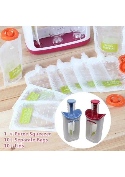 Mavi Stil Çocuk Püresi Sıkacağı Ev Meyve Suyu Dağıtıcı Manuel Bebek Maması Takviyesi Saklama Çantası Konteyner Manuel Sıkacakları (Yurt Dışından) modelleri