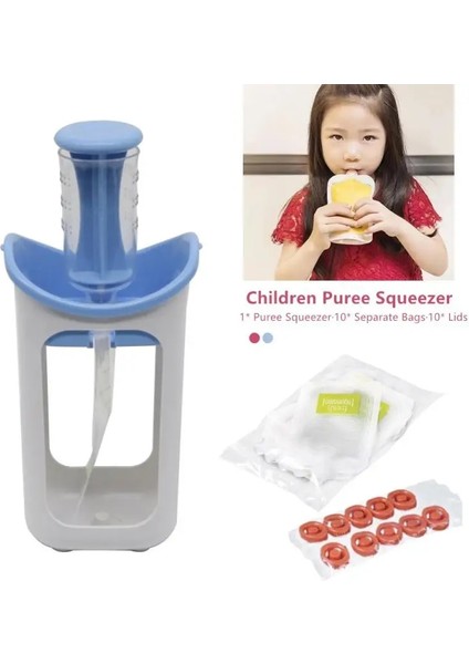 Mavi Stil Çocuk Püresi Sıkacağı Ev Meyve Suyu Dağıtıcı Manuel Bebek Maması Takviyesi Saklama Çantası Konteyner Manuel Sıkacakları (Yurt Dışından) fırsatları