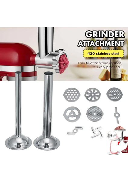 8 Adet Set Stili Steel Kitchen Meat Grinders Sausage Stuffer Attachment Blades Set For Kitchen Aid Stand Mixer Kitchen Appliances Dining Bar Part (Yurt Dışından) modelleri