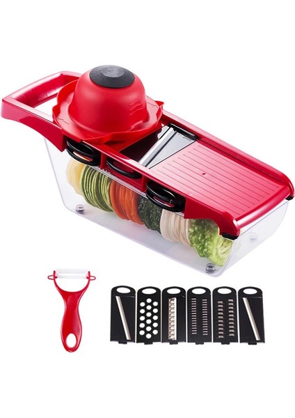 Kırmızı Stil Vegetable Cutter Kitchen Accessories Slicer Fruit Cutter Potato Peeler Carrot Cheese Grater Vegetable Slicer (Yurt Dışından)