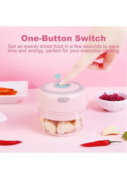Açık Yeşil Tarzı Electric Mini Garlic Chopper [portable, Wireless, 100ML] Mini Electric Food Chopper Tool For Mashing Onion, Garlic, Chili, Peppe (Yurt Dışından)