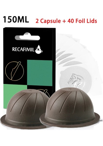 150ML 2 Kapsül Stili 10 Ila 60 Kez Nespresso Vertuo Vertuoline Plus Doldurulabilir Bölmeler Için Gıda Sınıfı Pp Kahve Kapsülünü Kullanarak (Yurt Dışından)