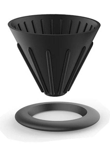 Siyah Stil Gökkuşağı Şeker Renk V60 Kahve Damla Filtre Fincan Barista Silika Tersinir Katlanabilir Açık Havada Kahve Damlatıcı Filtre Fincan (Yurt Dışından)