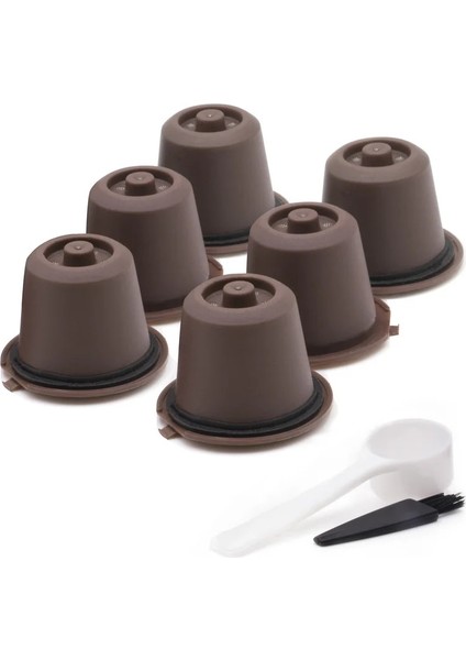 Kahve Tarzı 1 Adet Nespresso Doldurulabilir Yeniden Nespresso Kahve Kapsülü 20ML Filtreler Yeniden Kullanılabilir Kahve Kapsülü Nespresso Bardak Kaşık Fırça (Yurt Dışından)