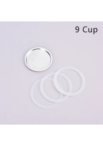 9 Kupa Stili 3 Silikon Conta ve 1 Adet Paslanmaz Çelik Filtre Moka Pot Kahve Şişesi Değiştirme Fincan Moka Express ile Uyumlu (Yurt Dışından)