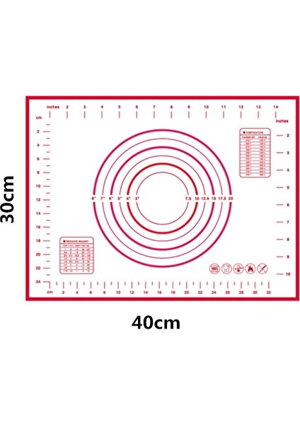 Kuadu Shop 30X40CM Kırmızı Stil Mutfak Aksesuarları Yuvarlanan Hamur Silikon Paspaslar Levha Pizza Hamuru Yapışmaz Yapışkan Pastacılık Pişirme Araçları Mutfak Gereçleri Aletler (Yurt Dışından)