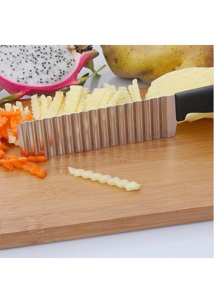 Bir Stil Patates Kızartma Kesici Paslanmaz Çelik Tırtıklı Bıçak Kolay Dilimleme Muz Meyve Patates Dalga Bıçağı Doğrayıcı Mutfak Aksesuarları (Yurt Dışından) indirimleri