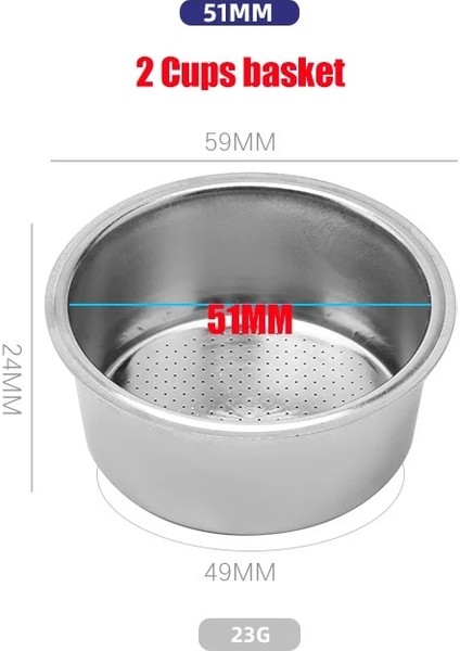 2 Bardak Tarzı Italyan Ev Kahve Makinesi Kolu Braketi Paslanmaz Çelik Basınçlı Filtre Toz Fincan Toz Kase 51MM (Yurt Dışından)