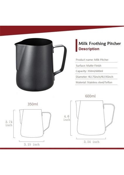 Kumaş 2 Adet Stilini Dahil Et 12OZ 350ML Yapışmaz Kaplama Paslanmaz Çelik Süt Köpürtme Sürahi Espresso Kahve Barista Craft Latte Cappuccino Krem Köpürtme Sürahi Sürahi (Yurt Dışından) modelleri