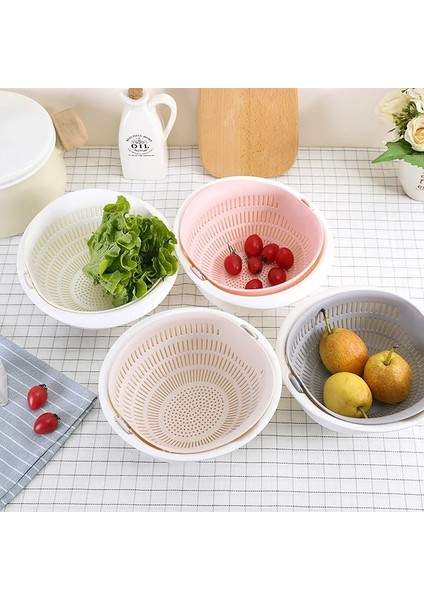 Pembe Tarzı Mutfak Aksesuarları Çift Süzgeç Sepet Kase Meyve Sebze Yıkama Kevgirleri Mutfak Gereçleri Spagetti Süzgeci Mutfak Eşyaları (Yurt Dışından) indirimleri