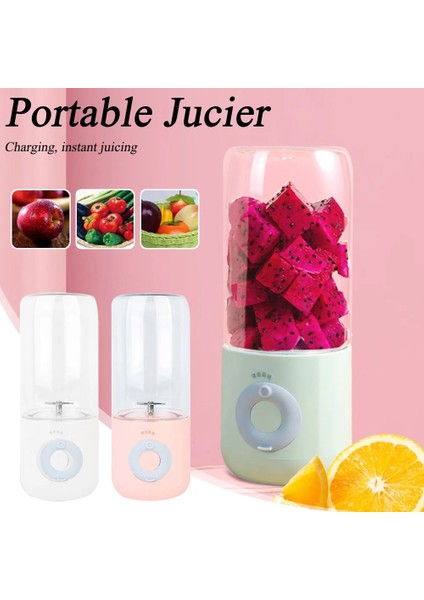 Beyaz Stil Mini Taşınabilir Blender Elektrikli Mikser Mutfak Robotu Smoothie Maker Blender Karıştırma Şarj Edilebilir Mini Mutfak Robotu Suyu Bardağı (Yurt Dışından)