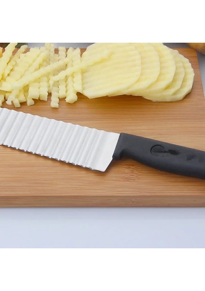 Siyah Stil Yeni Paslanmaz Çelik Patates Cipsi Dilimleme Hamur Sebze Meyve Kırışık Dalgalı Dilimleme Bıçağı Patates Kesici Doğrayıcı Fransız Kızartma Makinesi (Yurt Dışından) indirimleri