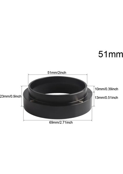 51MM Siyah Yüzük Stili Kahve Kasesi Portafiltre Sepeti Filtre Tekli 2 Çiftli Temiz Fincan (Yurt Dışından)
