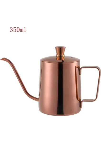350ML Gül Altın Stili 350ML Kahve Çaydanlık 304 Paslanmaz Çelik Uzun Dar Boyunlu Bacalı Su Isıtıcısı El Damlama Su Isıtıcısı Cezve Üzerine Dökün Kapaklı (Yurt Dışından)