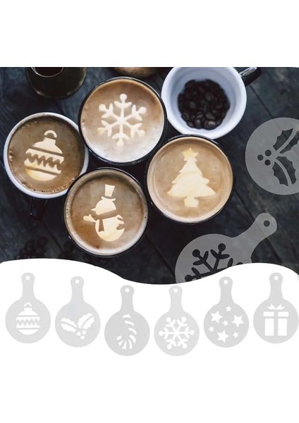 A01 Stili Et Noel Kahve Stencil Şablonu Noel Ağacı Kar Tanesi Süt Cappuccino Latte Cupcake Kalıp Cafe Noel Yeni Yıl Için (Yurt Dışından)
