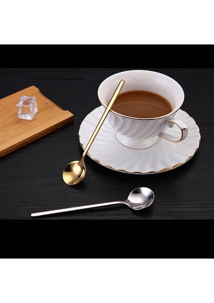 Gümüş Tarzı 17,2 cm 304 Stainless Steel Cof Spoon Round Head Spoon Korean Style Spoons Honey Dessert Gift Mixing Spoon (Yurt Dışından) fiyatları