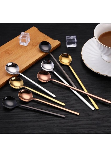 Gümüş Tarzı 17,2 cm 304 Stainless Steel Cof Spoon Round Head Spoon Korean Style Spoons Honey Dessert Gift Mixing Spoon (Yurt Dışından) fırsatları