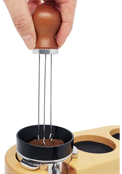 Siyah Yüzük 58MM Tarzı Masif Ahşap Saplı Iğneli Kahve Tamper mm Kahve Tamperleri Distribütör Leveler Aracı Toz Iğne Tipi (Yurt Dışından) fiyatları