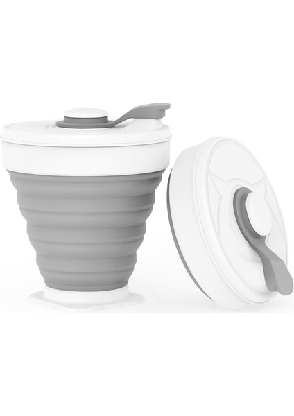 Açık Gri Tarzı 350ML Katlanır Silikon Bardak 350ML Gıda Sınıfı Fda Ücretsiz Taşınabilir Katlanabilir Süt Su Bardakları Açık Havada Seyahat Bpa Ücretsiz Katlanabilir Kahve Kupası (Yurt Dışından)