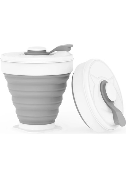 Açık Gri Tarzı 350ML Katlanır Silikon Bardak 350ML Gıda Sınıfı Fda Ücretsiz Taşınabilir Katlanabilir Süt Su Bardakları Açık Havada Seyahat Bpa Ücretsiz Katlanabilir Kahve Kupası (Yurt Dışından)