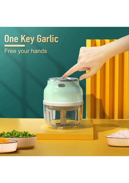 250ML-B-YEŞIL Stil Electric Food Chopper USB Rechargeable Wireless Garlic Chopper With Blade Mini Meat Grinder Tools Portable Kitchen Accessories (Yurt Dışından) fırsatları