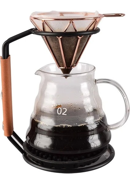 Kare Mat Stili El Damla Dökme Kahve Bira Tutacağı Metal V60 Filtre Tutucu Raf Silikon Paspas Seti Barista Kahve Filtre Rafı Aksesuarları (Yurt Dışından)