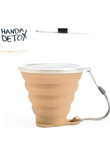 Kahverengi 1 Adet Tarzı Me.fam 270ML Paslanmaz Çelik Silikon Kordonlu Katlanır Bardaktoz Geçirmez Kapak Kapaklı Açık Kahve Fincanları Geri Çekilebilir Seyahat Copa (Yurt Dışından)