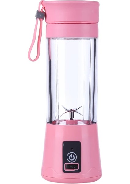 Pembe Tarzı 2 Bıçak Bıçaklar 380ML USB Şarj Edilebilir Meyve Suyu Makinesi Blender Mikser Taşınabilir Meyve Sıkacağı Smoothie Maker Ev Limon Suyu Sıkacağı (Yurt Dışından)